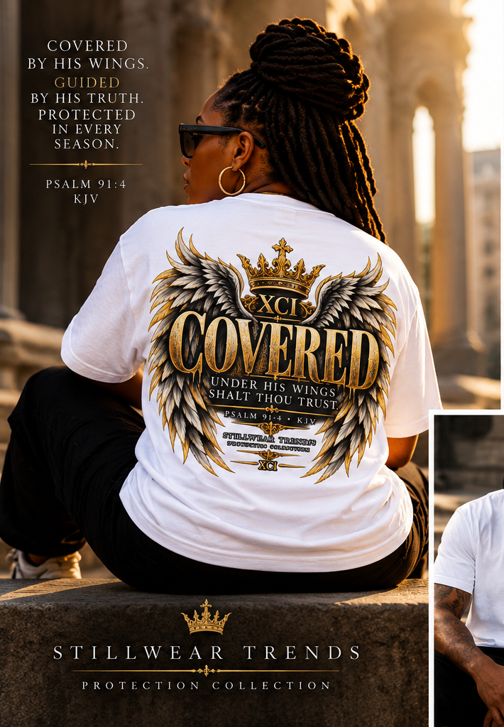 Covered Majestic Wings Graphic Tee | Psalm 91:4 Christian T-Shirt
