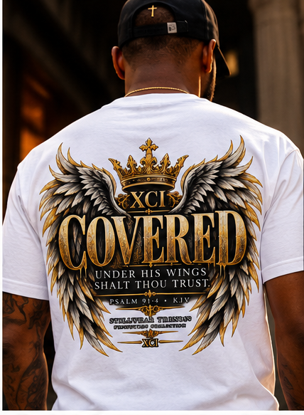 Covered Majestic Wings Graphic Tee | Psalm 91:4 Christian T-Shirt