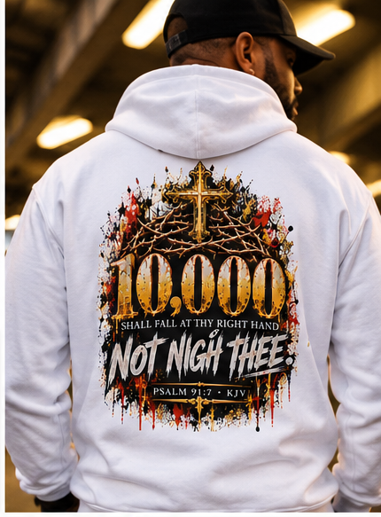 10K “Not Nigh Thee” Hoodie | Psalm 91:7 Christian Heavyweight Hoodie