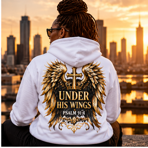 Covered “Under His Wings” Hoodie | Psalm 91:4 Christian Heavyweight Hoodie