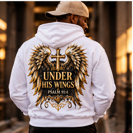 Covered “Under His Wings” Hoodie | Psalm 91:4 Christian Heavyweight Hoodie