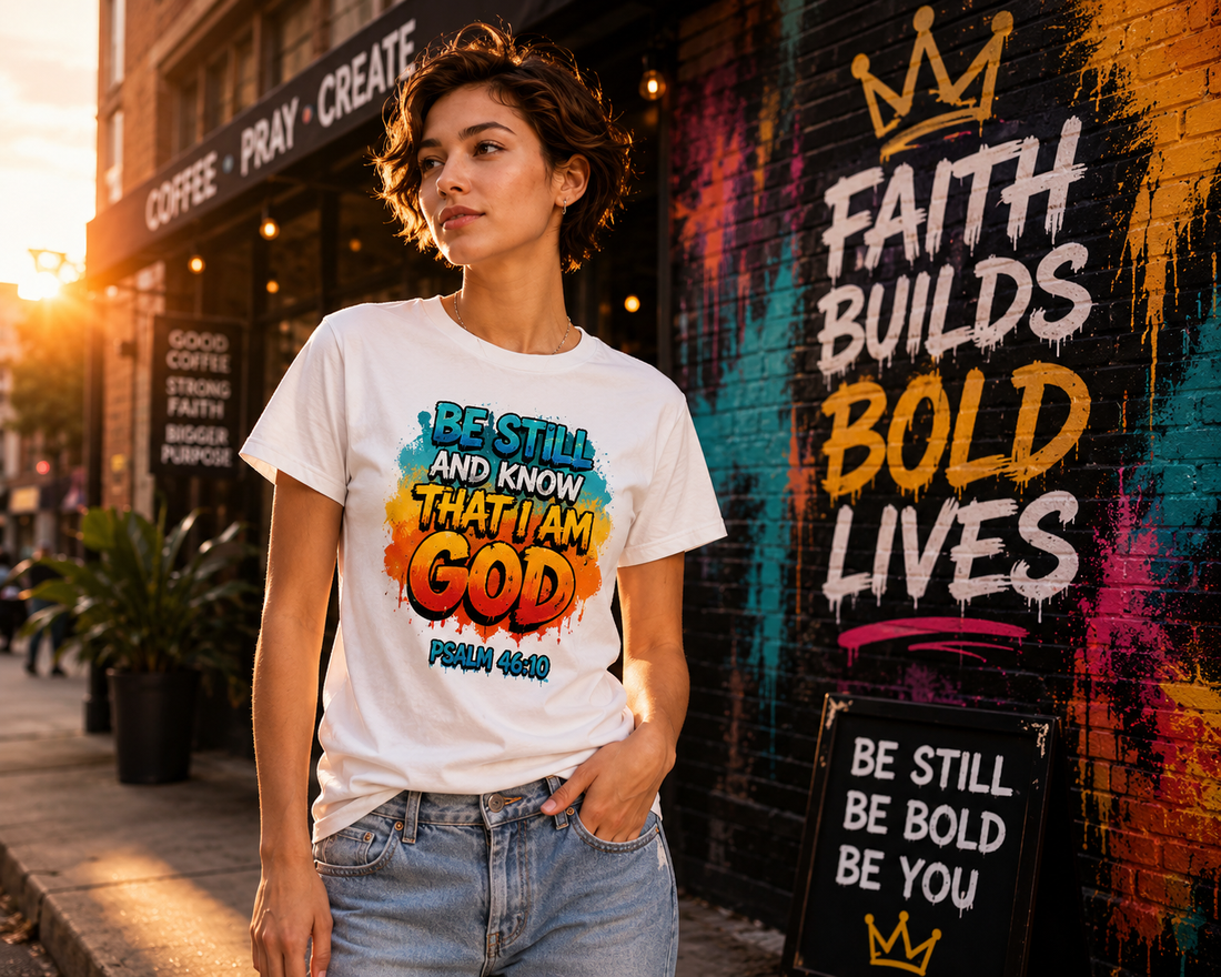 Be Still Bold Graphic Tee | Psalm 46:10 Christian T-Shirt