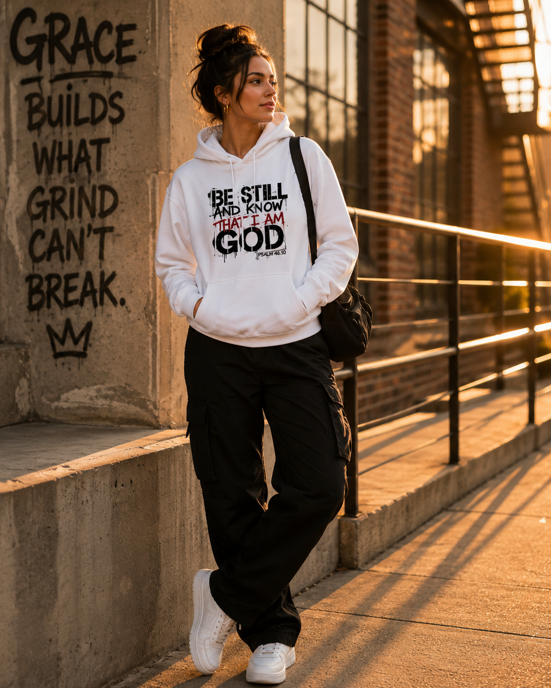 Concrete Grace Stencil Hoodie | Christian Heavyweight Hoodie