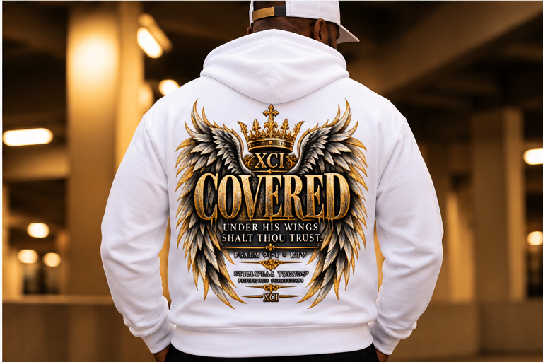 Covered Majestic Wings Hoodie | Psalm 91:4 Christian Heavyweight Hoodie